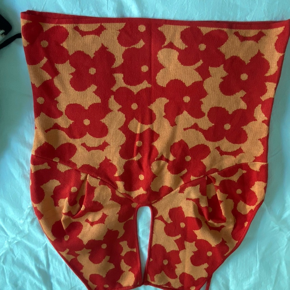 Red and Orange Floral Patterned Skirt